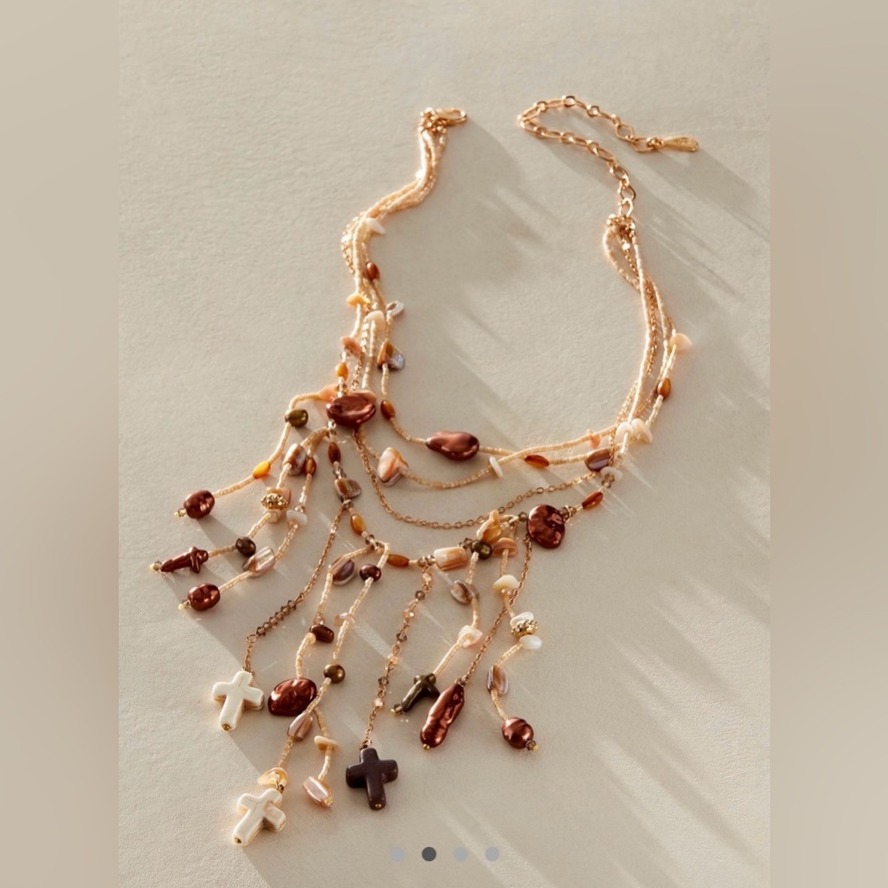 NWT Free People x Ariana Ost Something Beautiful Necklace in Brown